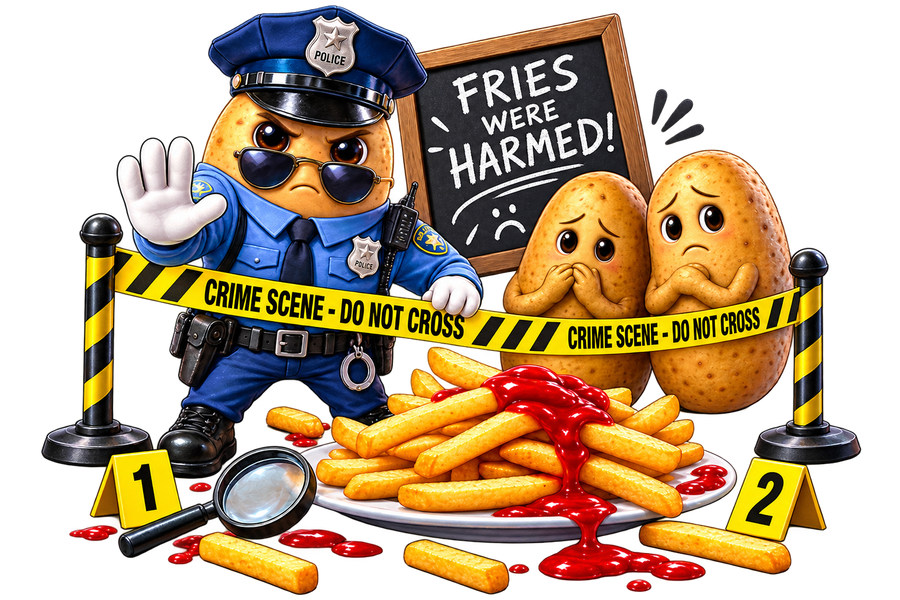 Fries Were Harmed funny french fry and potato crime scene design