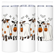 Halloween Cows 20 oz tumbler shown from multiple angles