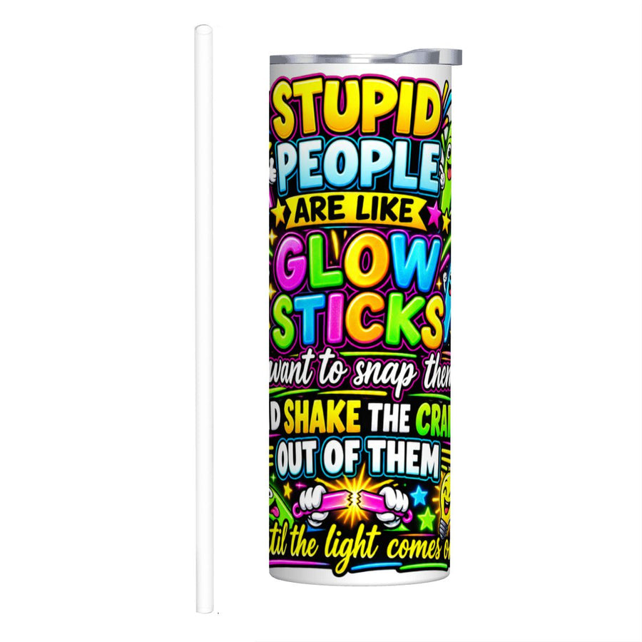 Glow Sticks - 20oz Straight Stainless Steel Tumbler with Straw（Made in USA)