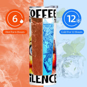 Coffee Pairs Well With Silence - 20oz Straight Stainless Steel Tumbler with Straw
