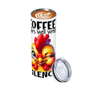 Coffee Pairs Well With Silence - 20oz Straight Stainless Steel Tumbler with Straw