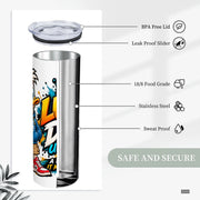 Lucky Duck Universe 20 oz tumbler with colorful duck mascot and shopping fun slogan