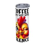 Coffee Pairs Well With Silence - 20oz Straight Stainless Steel Tumbler with Straw
