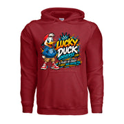 Lucky Duck Universe T-Shirt with colorful duck mascot and shopping fun slogan