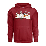 Halloween Cows funny ghost cow hoodie in antique cherry red