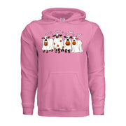Halloween Cows funny ghost cow hoodie in azalea pink